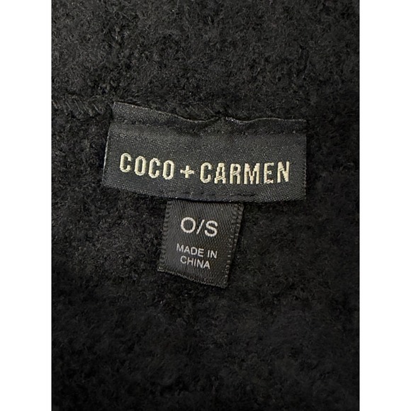 Coco + Carmen Womens Top Boucle Mock Neck Kimono Sleeve One Size Black - Picture 3 of 6